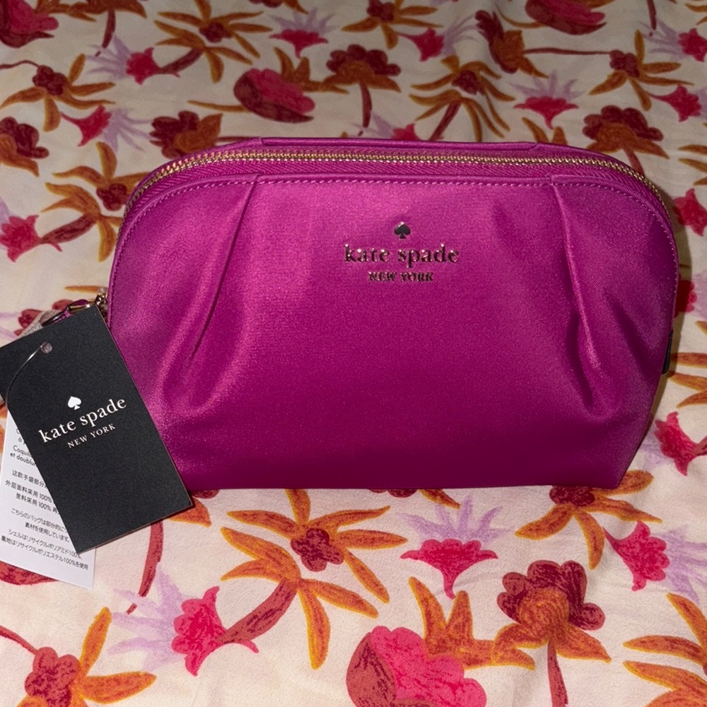 Kate Spade Pink Pleated Cosmetic Bag